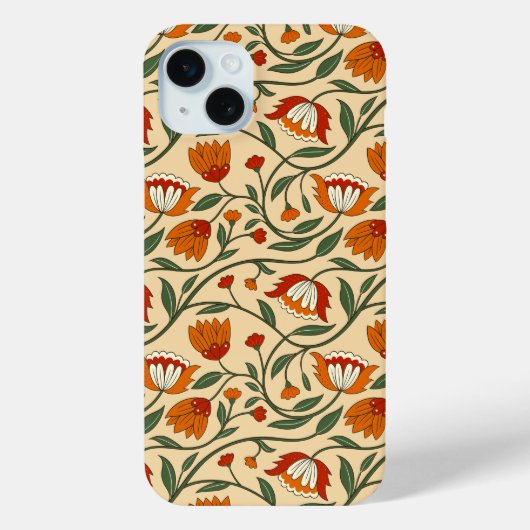 Naadloos bloempatroon op beige achtergrond Case-Mate iPhone case (Achterkant)