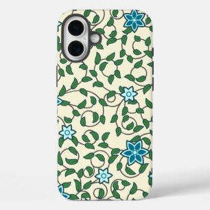 Naadloos bloempatroon op beige achtergrond iPhone 16 plus hoesje