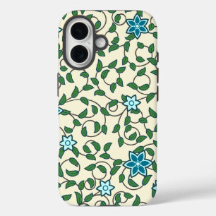 Naadloos bloempatroon op beige achtergrond iPhone 16 hoesje