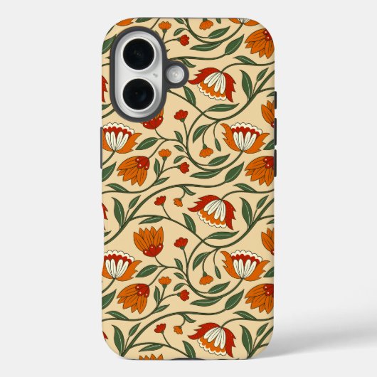 Naadloos bloempatroon op beige achtergrond Case-Mate iPhone case (Achterkant)