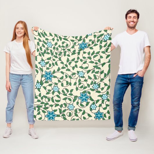 Naadloos bloempatroon op beige achtergrond fleece deken (In situ)