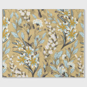  naadloos bloempatroon op een zwarte achtergrond cadeaupapier (Vlak)