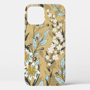  naadloos bloempatroon op een zwarte achtergrond Case-Mate iPhone case