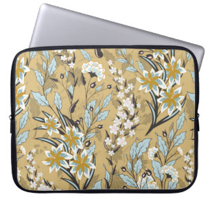  naadloos bloempatroon op een zwarte achtergrond laptop sleeve