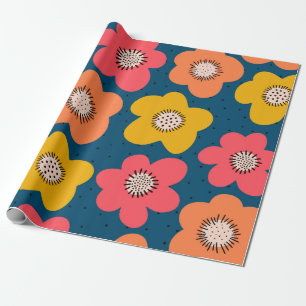 Naadloos bloempatroon. Vette floralen Scandinavian Cadeaupapier