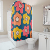 Naadloos bloempatroon. Vette floralen Scandinavian Douchegordijn (In situ)