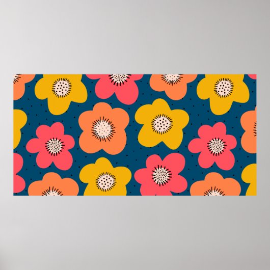 Naadloos bloempatroon. Vette floralen Scandinavian Poster (Voorkant)