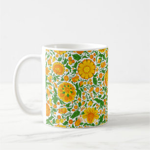 Naadloos bloempatroon, voorjaar-/zomerachtergrond. koffiemok