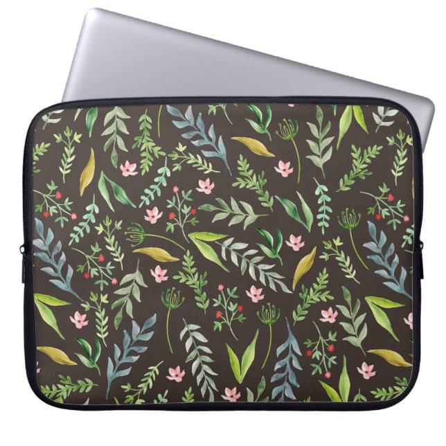 Naadloos bloempatroon. Waterverf hand getrokken Laptop Sleeve (Voorkant)