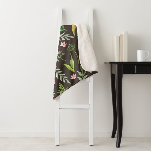 Naadloos bloempatroon. Waterverf hand getrokken Sherpa Deken (In situ)