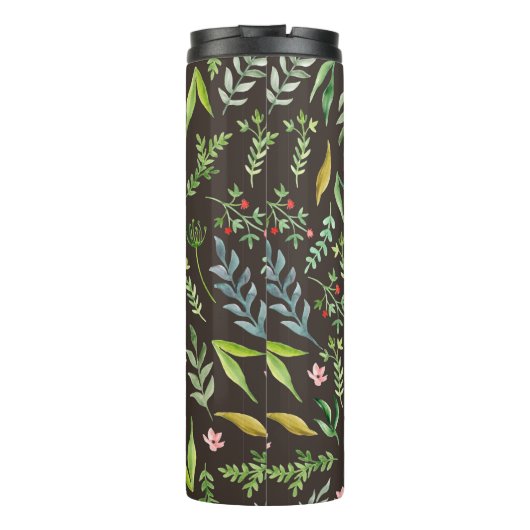 Naadloos bloempatroon. Waterverf hand getrokken Thermosbeker (Achterkant)