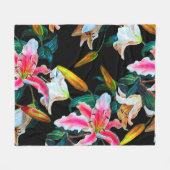 Naadloos bloempatroon. Witte en roze lelie op een Fleece Deken (Voorkant (Horizontaal))