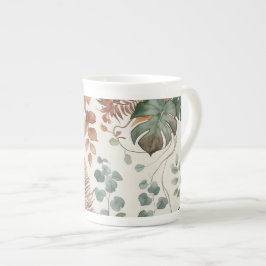 Naadloos boho botanisch patroon Bloemen Porselein Kop
