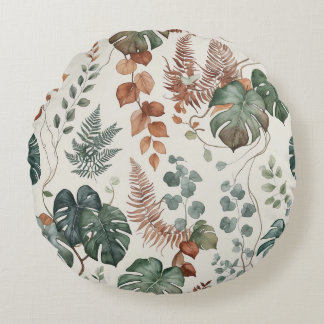 Naadloos boho botanisch patroon Bloemen Rond Kussen