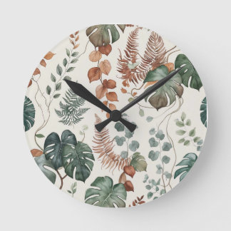 Naadloos boho botanisch patroon Bloemen Ronde Klok
