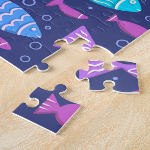 Naadloos boho-vlak patroon met doodle vissen legpuzzel