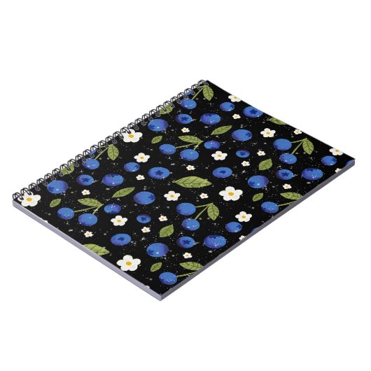 Naadloos bosbessenpatroon - Schattige fruit en blo Notitieboek (Linkerzijde)