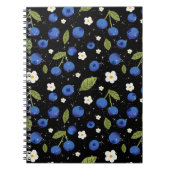 Naadloos bosbessenpatroon - Schattige fruit en blo Notitieboek (Voorkant)