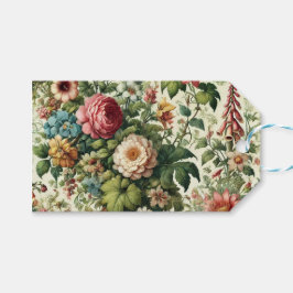 Naadloos botanisch bloemmotief cadeaulabel