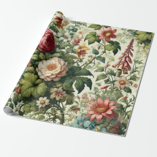 Naadloos Botanisch Bloemmotief Cadeaupapier