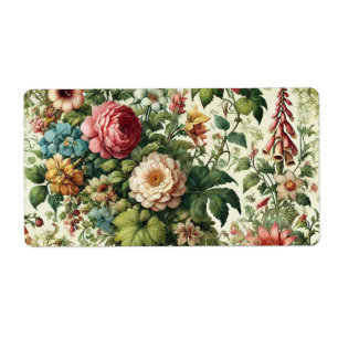 Naadloos botanisch bloemmotief etiket