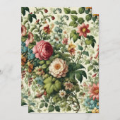 Naadloos botanisch bloemmotief feestdagenkaart (Voorkant / Achterkant)