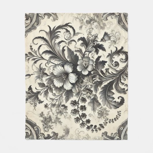  naadloos botanisch bloemmotief fleece deken (Voorkant)