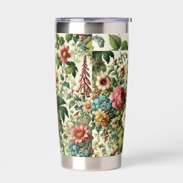 Naadloos Botanisch Bloemmotief Geïsoleerde Drinkbeker