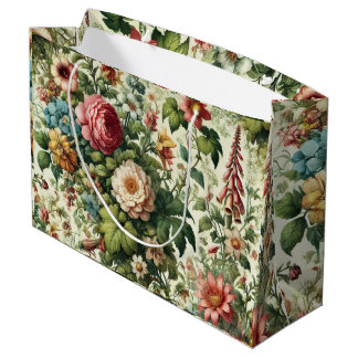 Naadloos Botanisch Bloemmotief Groot Cadeauzakje