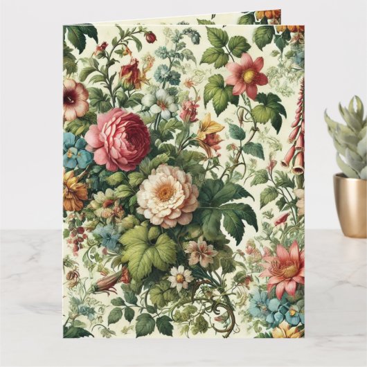 Naadloos botanisch bloemmotief kaart (Kleine Plant)