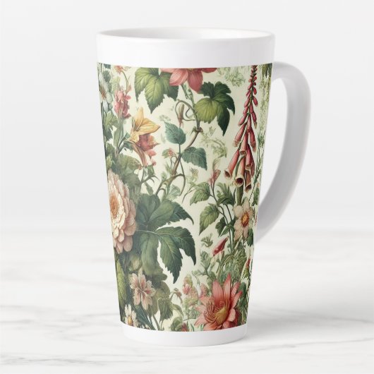 Naadloos botanisch bloemmotief latte mok (Rechterhoek)