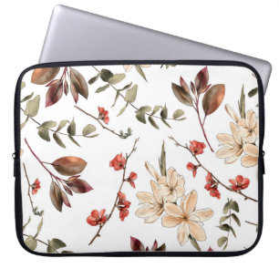 Naadloos botanisch patroon met witte achtergrond laptop sleeve