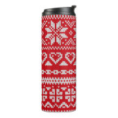 Naadloos breipatroon Noorwegen feestartikel Thermosbeker (Gedraaid links)