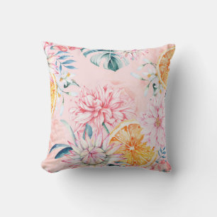 Naadloos chrysanthemum-, oranje- en Bloompatroon Kussen