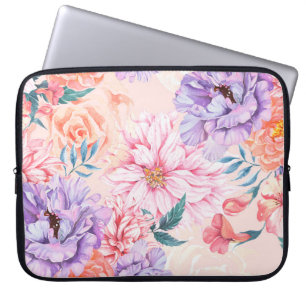 Naadloos chrysanthemum-, roos-, pony- en laptop sleeve