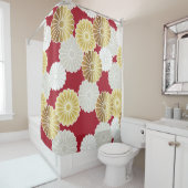 Naadloos chrysanthemumpatroon in de Japanse tra Douchegordijn (In situ)