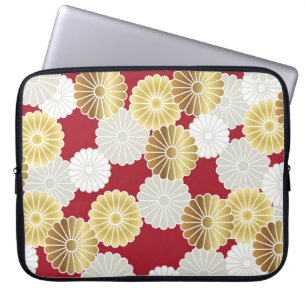 Naadloos chrysanthemumpatroon in de Japanse tra Laptop Sleeve