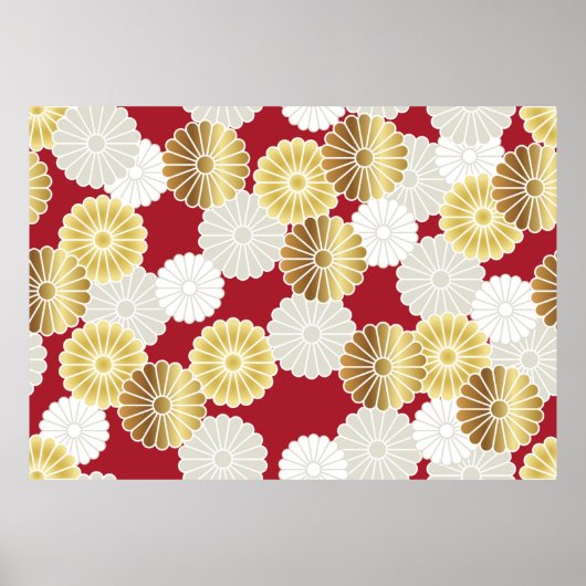 Naadloos chrysanthemumpatroon in de Japanse tra Poster (Voorkant)
