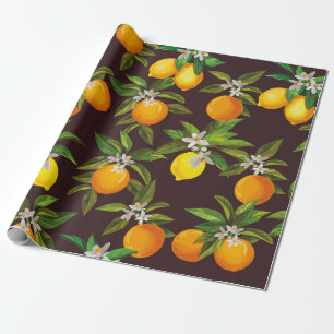 Naadloos citruspatroon.  met de hand getrokken wal cadeaupapier