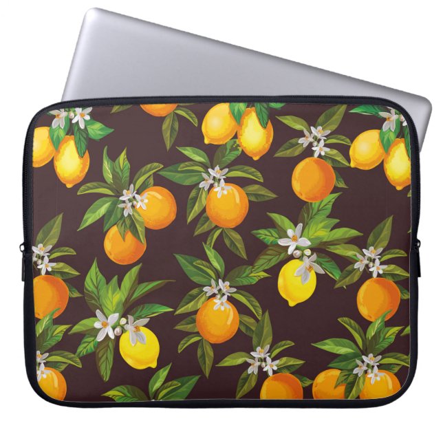Naadloos citruspatroon.  met de hand getrokken wal laptop sleeve (Voorkant)