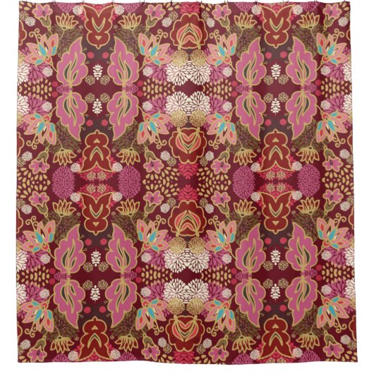 Naadloos decoratief chaotisch bloempatroon douchegordijn (Voorkant)