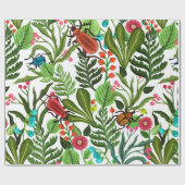 Naadloos decoratief patroon met planten en insecte cadeaupapier (Vlak)