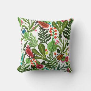 Naadloos decoratief patroon met planten en insecte kussen