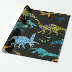 Naadloos dinopatroon. Oorspronkelijk ontwerp met t Cadeaupapier