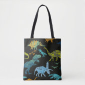 Naadloos dinopatroon. Oorspronkelijk ontwerp met t Tote Bag (Voorkant)