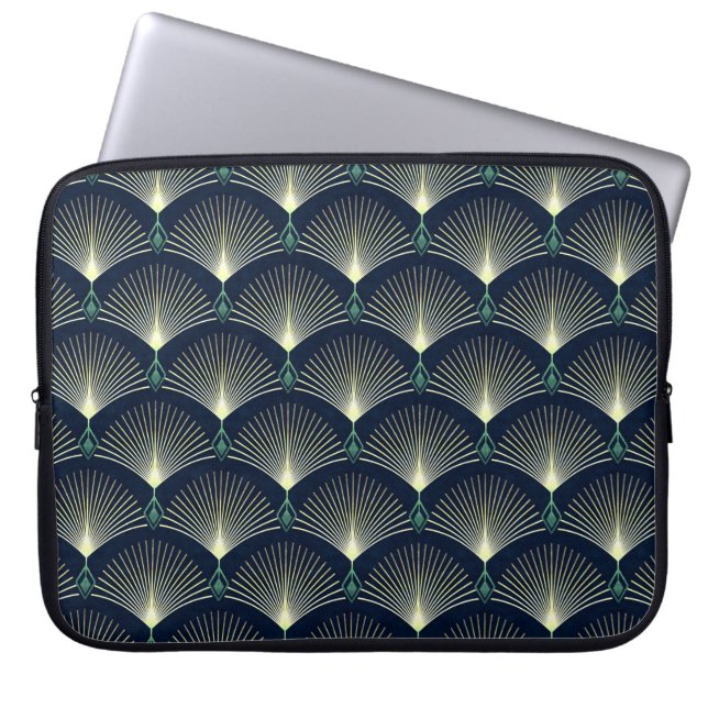 Naadloos elegant geometrisch patroon. Blue Art Dec Laptop Sleeve (Voorkant)