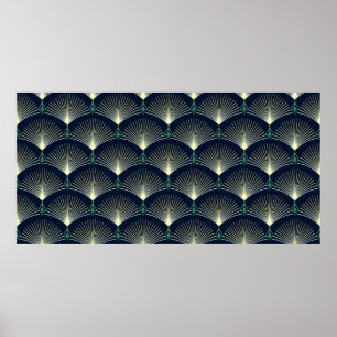 Naadloos elegant geometrisch patroon. Blue Art Dec Poster