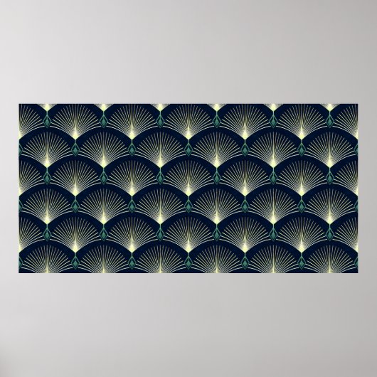 Naadloos elegant geometrisch patroon. Blue Art Dec Poster (Voorkant)