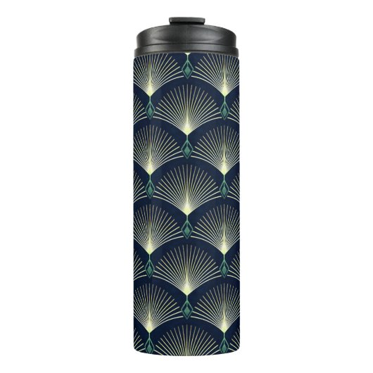 Naadloos elegant geometrisch patroon. Blue Art Dec Thermosbeker (Voorkant)