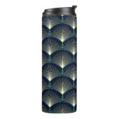 Naadloos elegant geometrisch patroon. Blue Art Dec Thermosbeker (Gedraaid links)